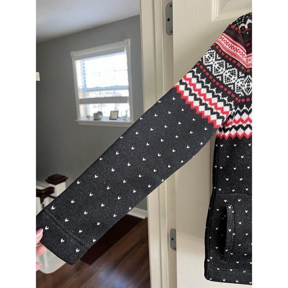 TALBOTS Petite Geometric Fair Isle Fleece High Neck Pullover Top Sweater Sz MP - Picture 4 of 11